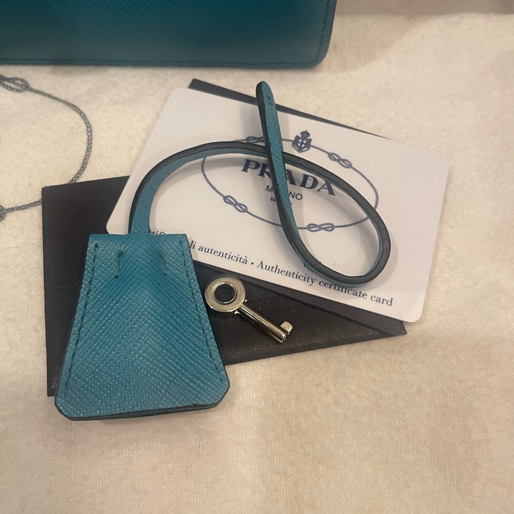 EUC Prada Turchese Saffiano Lux Convertible 2 in 1 Sound Bag - Picture 3 of 16